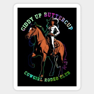 Giddy Up Buttercup-Black Cowgirl Rodeo Club Sticker